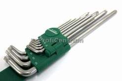 TORX – Lang Stiftschlüsselsatz 10-tlg T9 - T50 Winkelschraubendrehersatz mit Loch