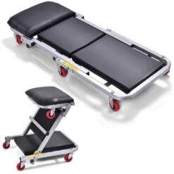 Werkstattliege Klappliege Rollbrett 2in1 Hocker Montageliege