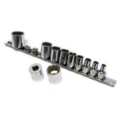 Alternative view of Steckschlüssel Satz 11-tlg. 3/8'' Zoll 12-Kant Einsätze mit Schiene