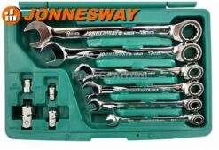 Maul- Ratschenschlüssel Satz Maulschlüssel 10-tlg 72 Zähne mit Adapter Ringschlüssel Gabelschlüssel Ringratschen