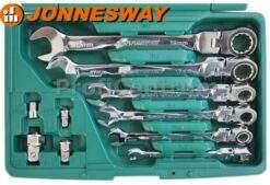 Gelenk-Ratschenschlüssel Satz Maulschlüssel 10-tlg 72 Zähne mit Adapter Ringschlüssel Gabelschlüssel Ringratschen