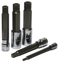 Alternative view of Imbusschlüssel Satz XZN SPLINE M4-M18 10-tlg. Nüsse lang 1/2'' 1/4'' 3/8'' Steckschlüssel Einsätze