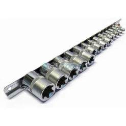 Alternative view of Steckschlüsselsatz 14-tlg TORX-E Einsätze Satz E4-E22 1/2'' 1/4'' 3/8'' Schiene