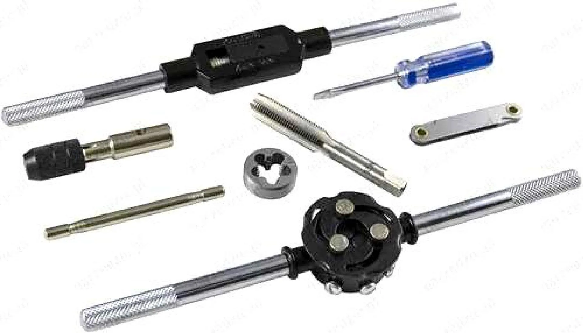 Gewindeschneidesatz 60-tlg M3-M12 + Zoll Schneideisen – Bild 4