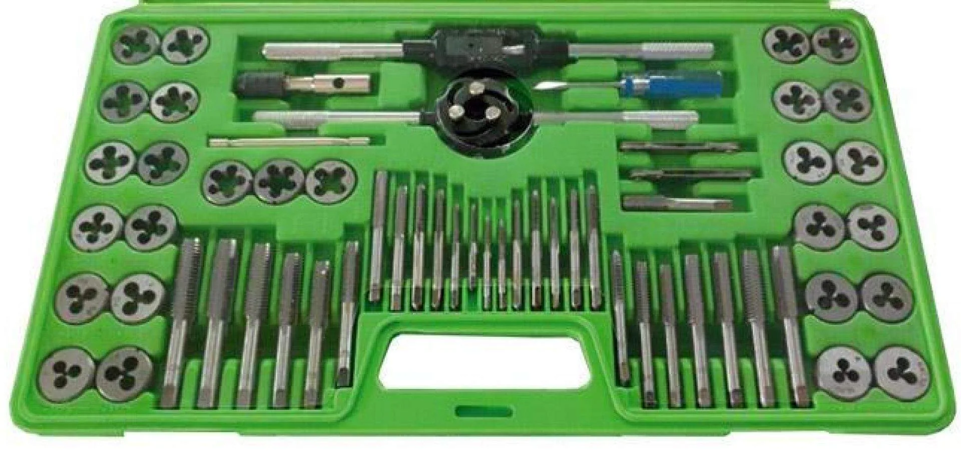 Gewindeschneidesatz 60-tlg M3-M12 + Zoll Schneideisen – Bild 2