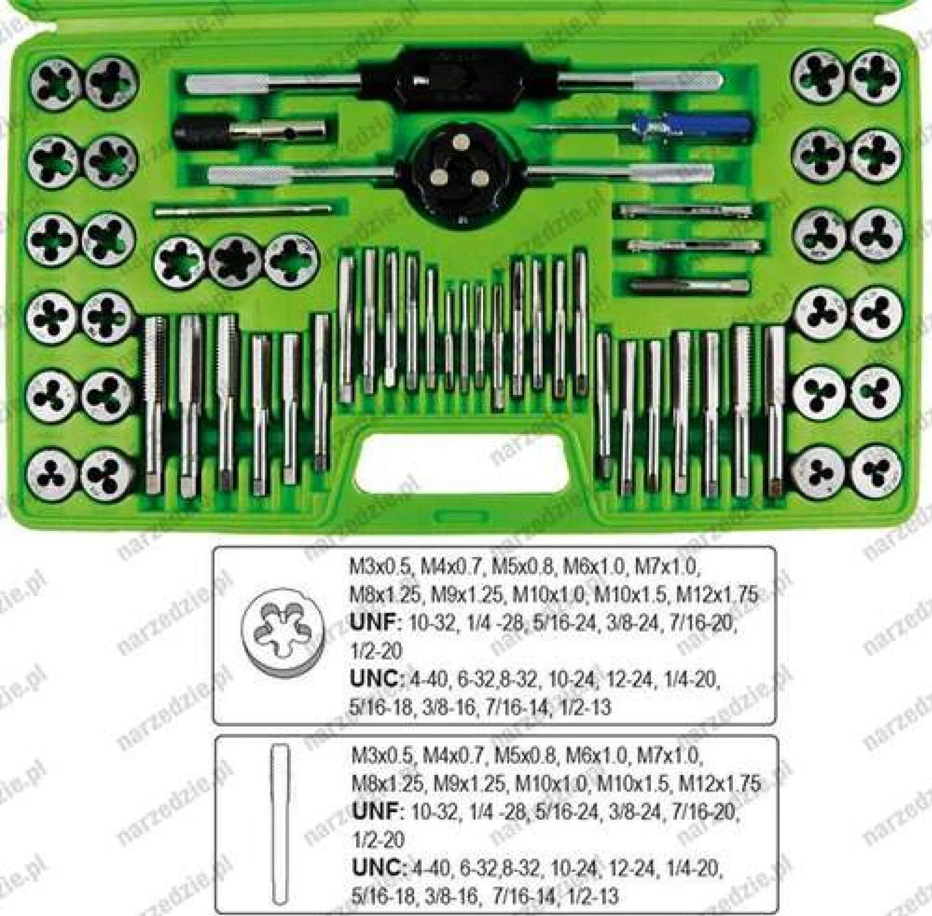 Gewindeschneidesatz 60-tlg M3-M12 + Zoll Schneideisen – Bild 3