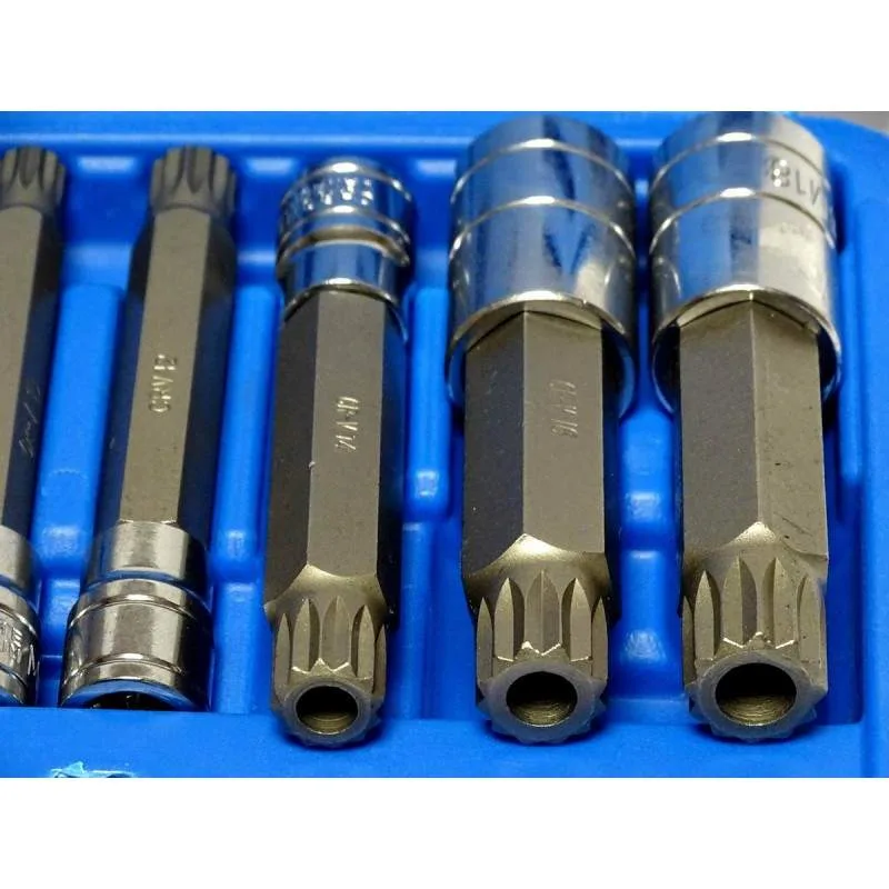 Imbusschlüssel Satz XZN SPLINE M4-M18 10-tlg. Nüsse lang 1/2'' 1/4'' 3/8'' Steckschlüssel Einsätze – Bild 4