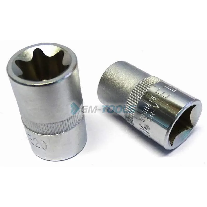 Steckschlüsselsatz 14-tlg TORX-E Einsätze Satz E4-E22 1/2'' 1/4'' 3/8'' Schiene – Bild 3