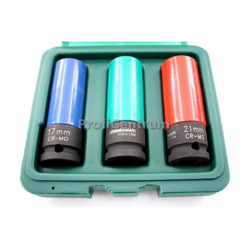 Kraft Steckschlüssel Satz 3-tlg Alufelgen mit Magnet 1/2'' lang Nuss Schoneinsatz Stecknuss – Bild 2