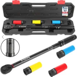 Drehmomentschlüssel 1/2" 20-200 Nm + Kraft-Stecknüsse Satz 17-19-21 mm